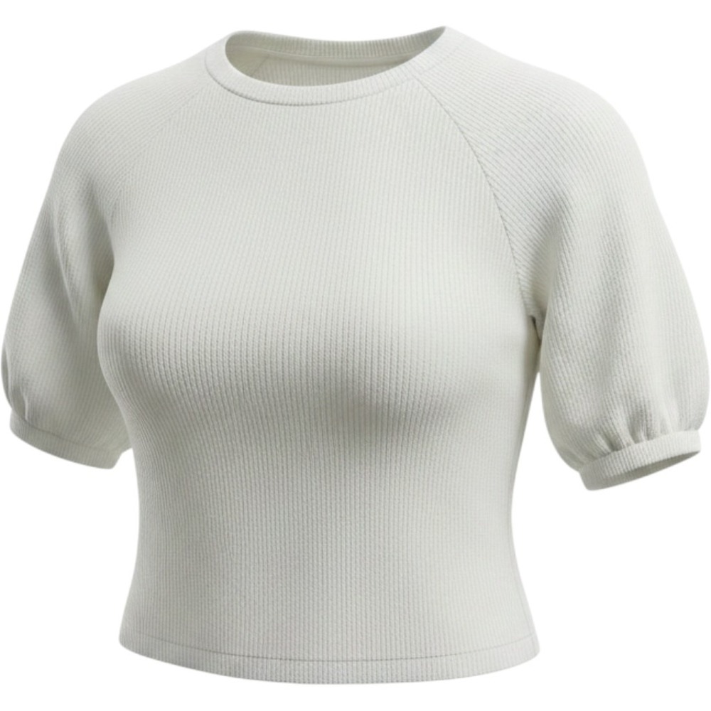 Maeve Anthropologie White Ribbed Puff Sleeve Raglan Crop Top XS OB1133091